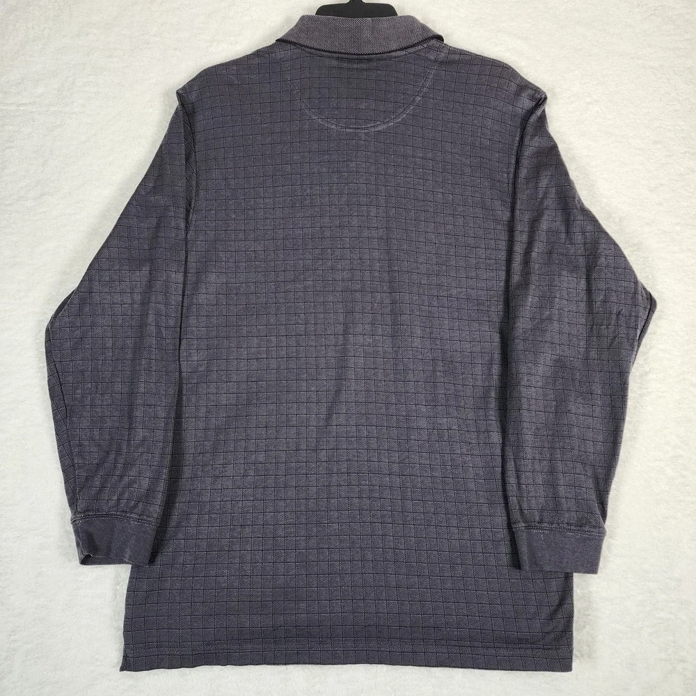 Payne Stewart Polo Shirt Mens Medium Dark Gray Legacy Grid Check Long Sleeve - Picture 3 of 9